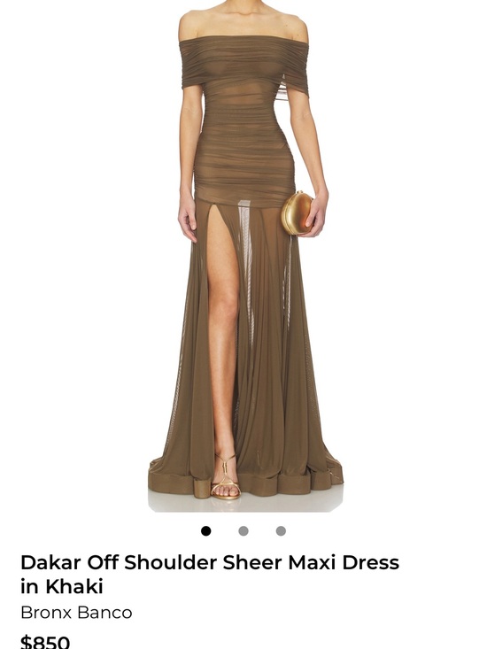 Bronx and Banco Dresses & Skirts - NWT Bronx and Banco Off-Shoulder Sheer Maxi Dress in Khaki